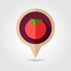 Tomato flat pin map icon. Vegetable vector