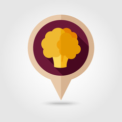 Cauliflower flat pin map icon. Vegetable vector