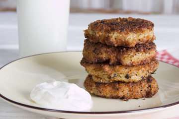 Pancakes oatmeal with sour cream