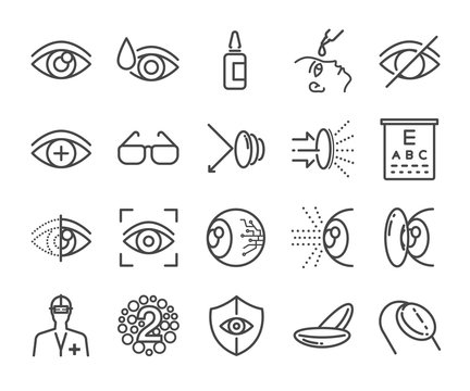 Eye care and optical icons set