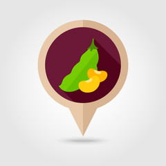 Beans flat pin map icon. Vegetable vector