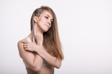 Obraz premium Portrait of a nice girl with long hair