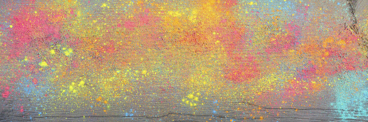 Holi colours on wood