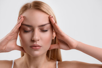 Young woman getting rid of stress