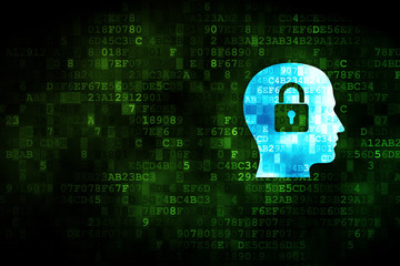 Finance concept: Head With Padlock on digital background