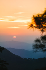 Fototapeta premium landscape view include mountain and forest with sunset scene