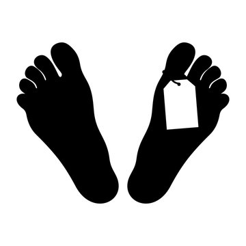 Feet with tag in morgue