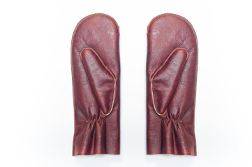 leather gloves on a white background