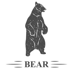 медведь стоит на задних лапах открыл пасть, винтаж