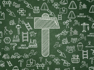 Constructing concept: Hammer on School board background