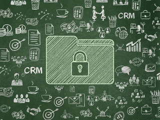 Business concept: Folder With Lock on School board background