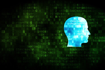 Business concept: Head on digital background
