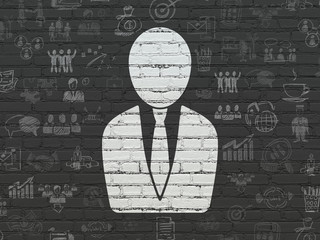 Business concept: Business Man on wall background