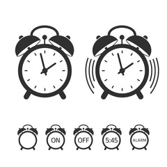 Alarm clock vector icon set.