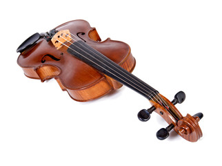 Fototapeta na wymiar Viola isolated on white background. Instrument for classical music. The old fiddle.