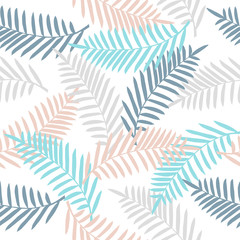 Tropical palm leaves, jungle leaf seamless vector floral pattern background. Trendy colors for textile or book covers, manufacturing, wallpapers, print, gift wrap and scrapbooking.