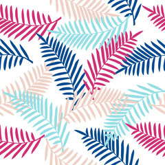 Tropical palm leaves, jungle leaf seamless vector floral pattern background. Trendy colors for textile or book covers, manufacturing, wallpapers, print, gift wrap and scrapbooking.