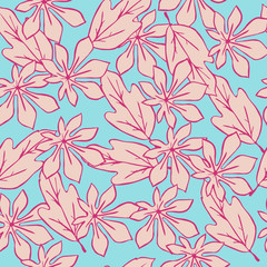 Seamless leaf pattern in trendy colors for textile or book covers, manufacturing, wallpapers, print, gift wrap and scrapbooking.