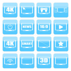 TV icons vector set. TV screens on a white background. TV isolated silhouettes.