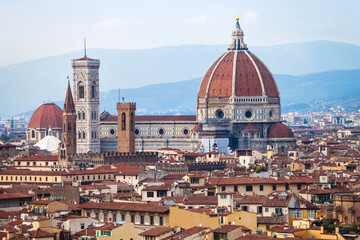 Fototapeta na wymiar above view of Cathedral in Florence town