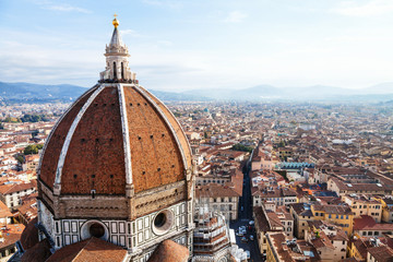 Fototapeta premium above view Dome of Cathedral and Florence town