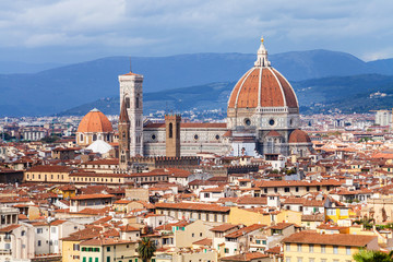 above view of Florence city with Duomo