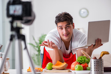 Food blogger working in the kitchen