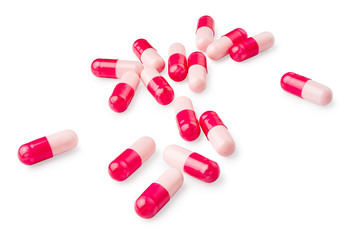 Pills capsules isolated on white background