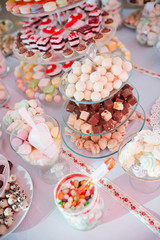 sweet muffins cookies on buffet table