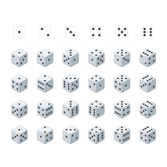 Set of isometric dice vector.