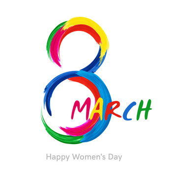 Vector March 8 international women's day greeting on white background
