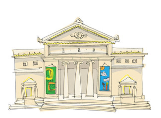 old museum - cartoon