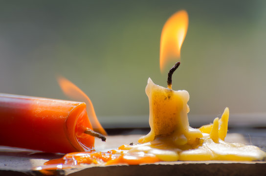 two cancle on fire