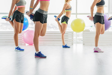 Fototapeta premium Active girls in light gym