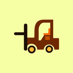 Vector illustration in flat style Forklift truck