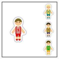 Collection of Vector illustration in paper sticker style little boys
