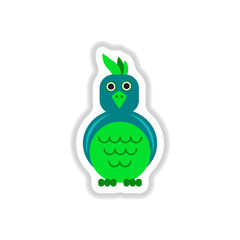 Vector illustration in paper sticker style parrot Cockatoo