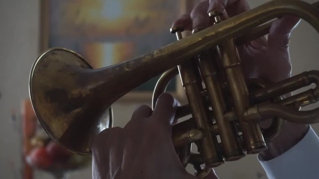 playing the trumpet hd slowmotion