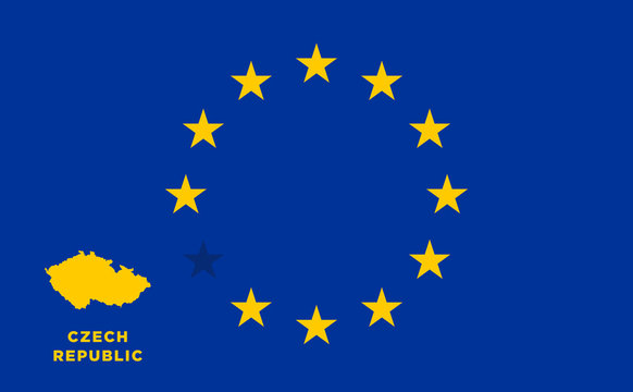 EU flag with Czech Republic country. European Union membership Czech Republic