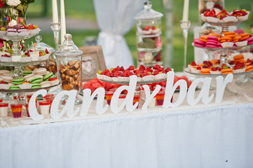 beautiful buffet tables with a sweet