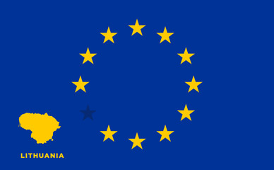 EU flag with Lithuania country. European Union membership Lithuania