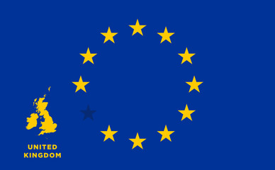 EU flag with United Kingdom country. European Union membership United Kingdom
