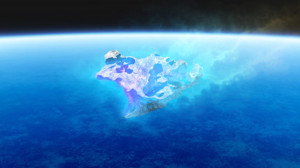 meteorite burning fire and falling to earth  © RealCG