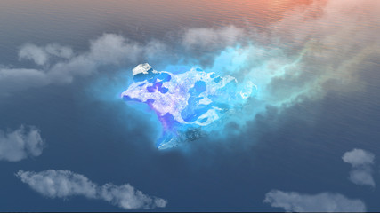 Birds eye view of meteorite falling to ocean © RealCG