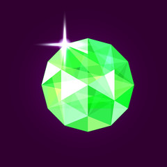 Realistic emerald jewel. Green gem vector illustration.