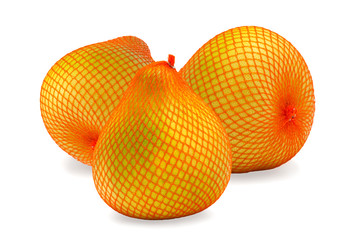 Three Ripe fruit of pomelo in package