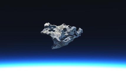 3D render of meteorite outerspace
