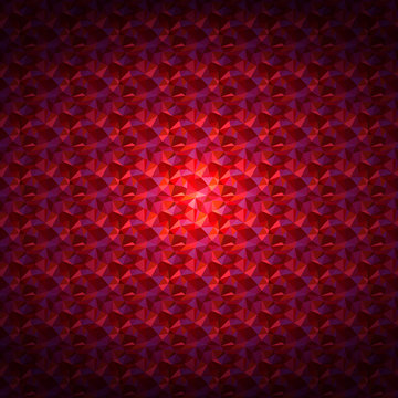 Abstract polygonal shining gemstone surface. Vector illustration of crystal surface in low poly style for background. Picture made of triangles in ruby red colors.