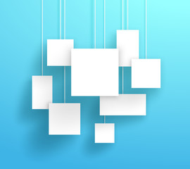 Vector 3d White Boxes Hanging With A Blue Background