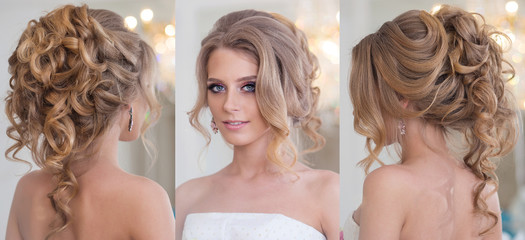 young beautiful bride with make-up and styling